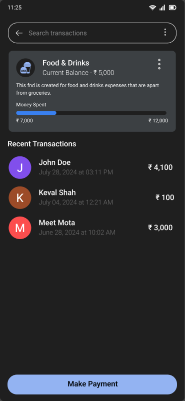 Category fund detail with transactions